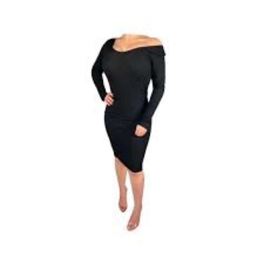 Vici black ribbed dress like new condition size large - Picture 2 of 5